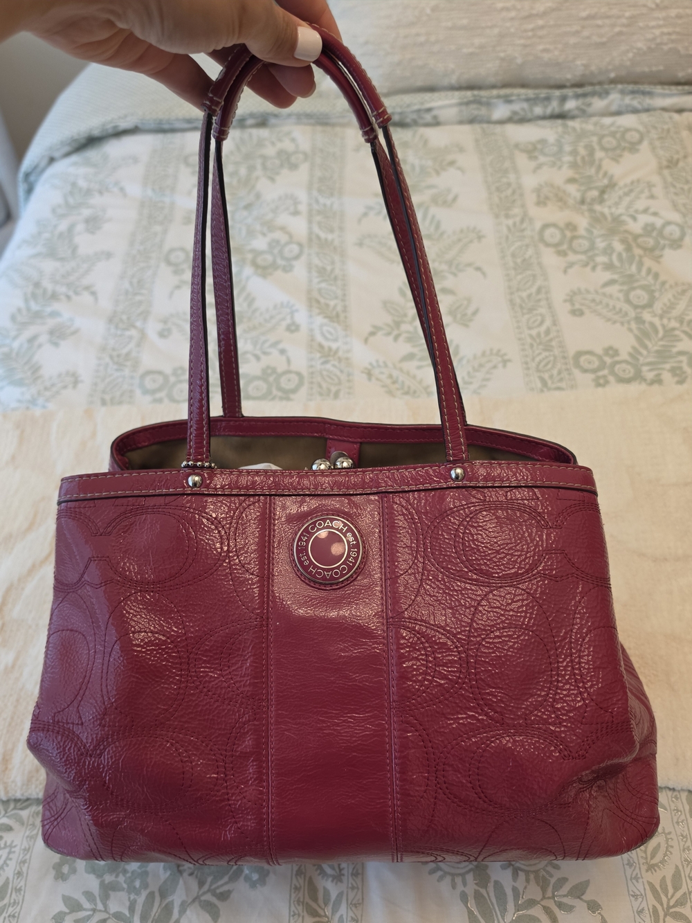 COACH Women's Leather Handbag in Berry